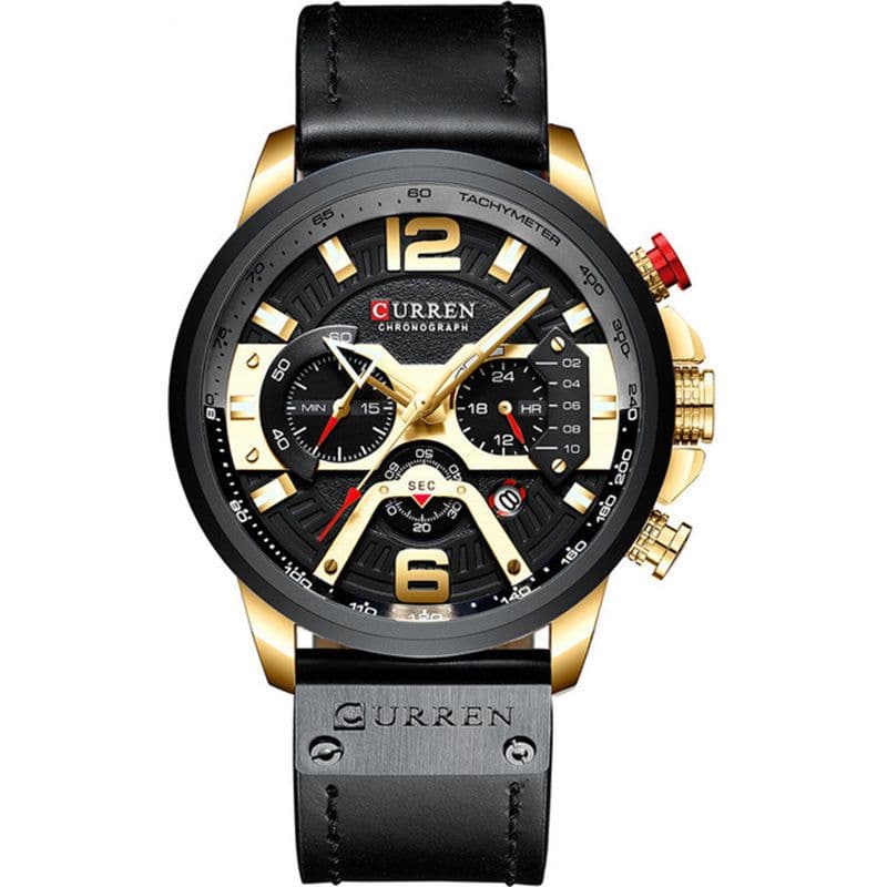 image-CURREN 8329 Men's Quartz Watch Waterproof Calendar Leather Strap