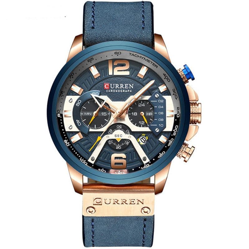 image-CURREN 8329 Men's Quartz Watch Waterproof Calendar Leather Strap