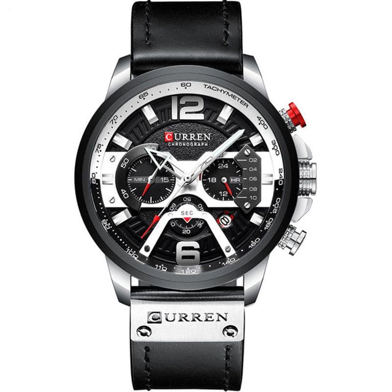 image-CURREN 8329 Men's Quartz Watch Waterproof Calendar Leather Strap