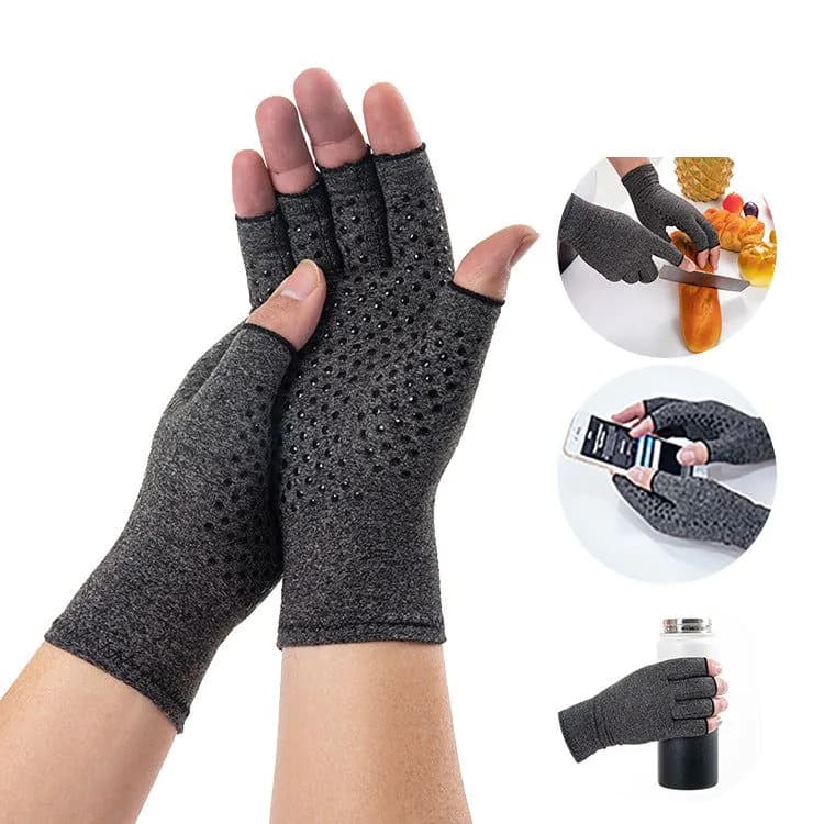 image-Outdoor Cycling Half-Finger Fitness Gloves Non-Slip Silicone Gray