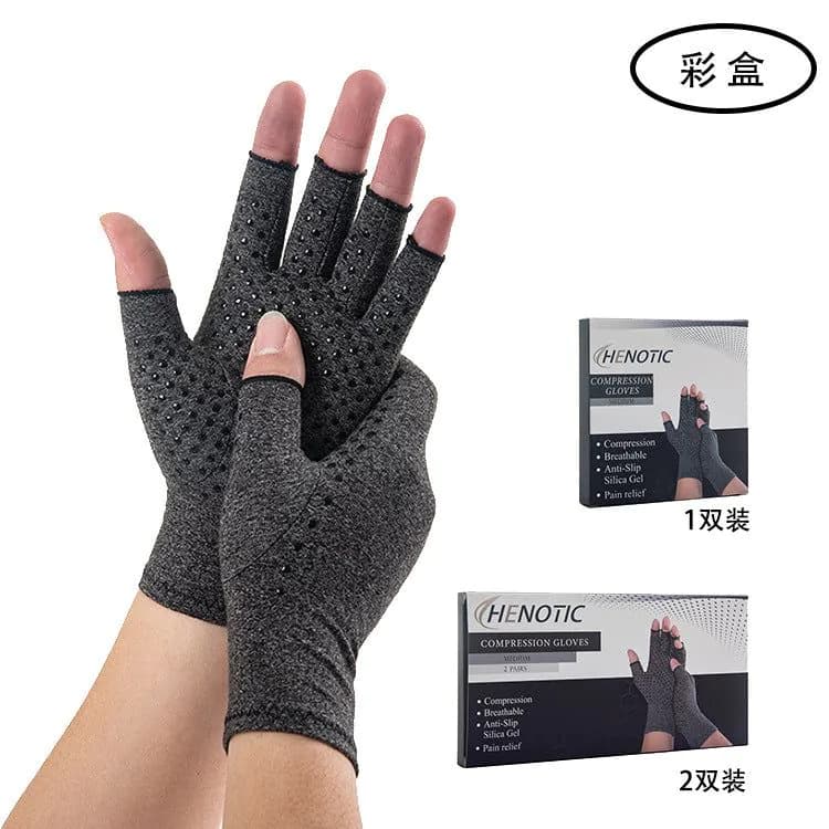 image-Outdoor Cycling Half-Finger Fitness Gloves Non-Slip Silicone Gray