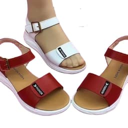image-Shanli Daddy Women's Sandals PU Leather Flat Casual Buckle