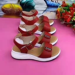 image-Shanli Daddy Women's Sandals PU Leather Flat Casual Buckle