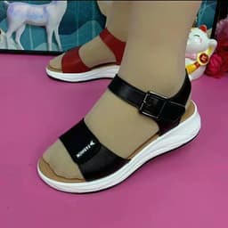 image-Shanli Daddy Women's Sandals PU Leather Flat Casual Buckle
