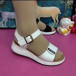 image-Shanli Daddy Women's Sandals PU Leather Flat Casual Buckle