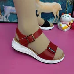 image-Shanli Daddy Women's Sandals PU Leather Flat Casual Buckle