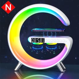 image-Bluetooth Speaker with Wireless Charging, Sunrise Wake-Up Light & Atmosphere Lamp