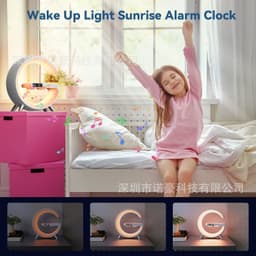 image-Bluetooth Speaker with Wireless Charging, Sunrise Wake-Up Light & Atmosphere Lamp