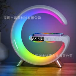 image-Bluetooth Speaker with Wireless Charging, Sunrise Wake-Up Light & Atmosphere Lamp