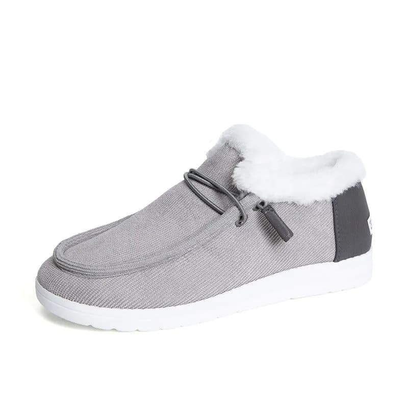 image-Women's Winter Cotton Snow Boots Flat Heel Lace-Up Warm Fur Lined