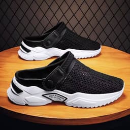image-YSNBF Men's Beach Sandals Breathable Mesh Slip-On Summer Shoes