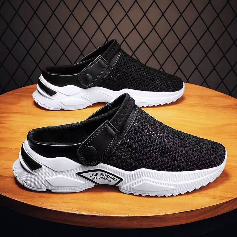 image-YSNBF Men's Beach Sandals Breathable Mesh Slip-On Summer Shoes