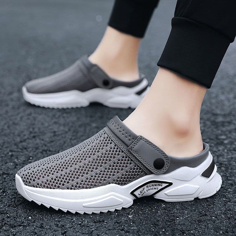 image-YSNBF Men's Beach Sandals Breathable Mesh Slip-On Summer Shoes