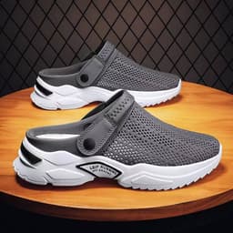 image-YSNBF Men's Beach Sandals Breathable Mesh Slip-On Summer Shoes