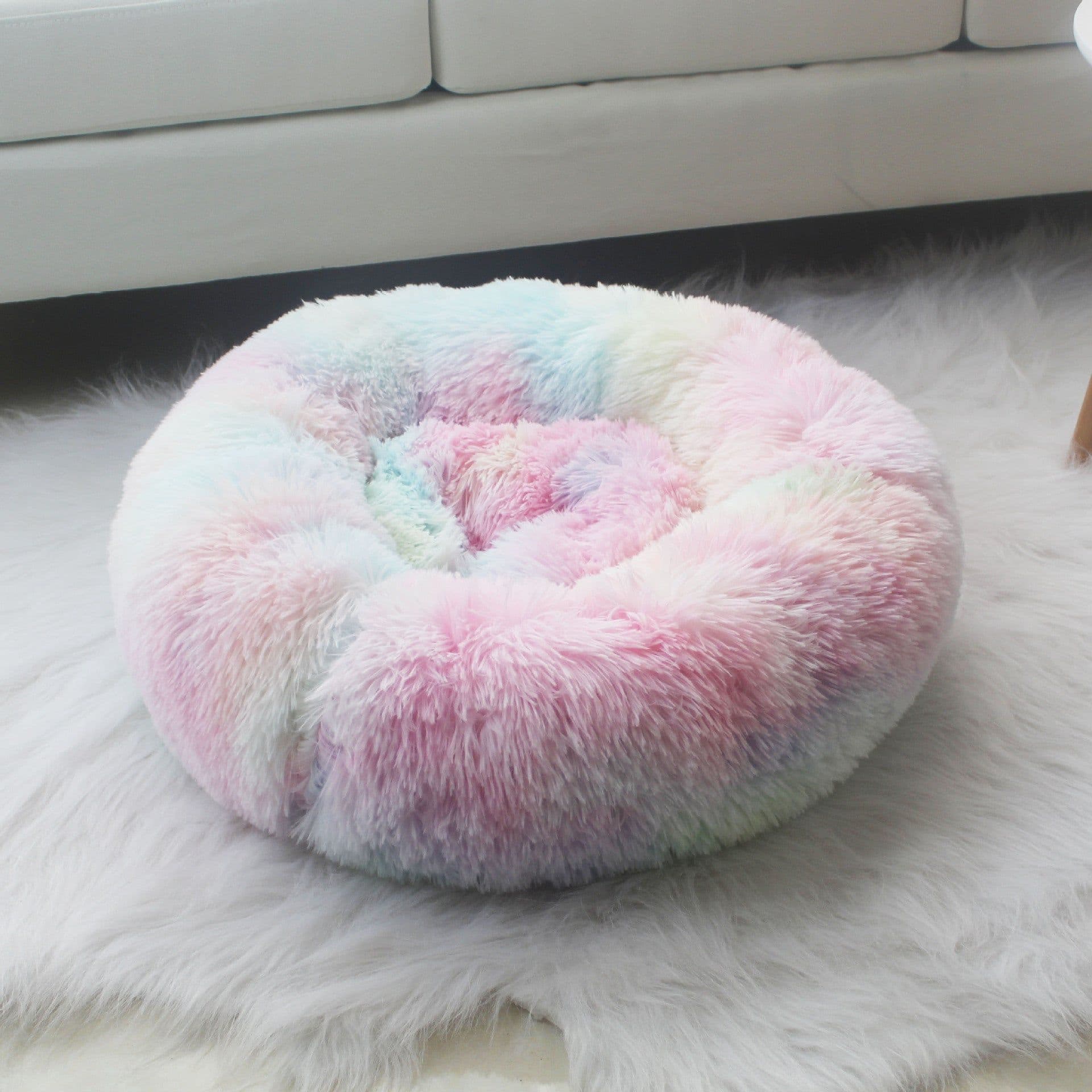 image-Leiber Pet Bed Round Plush Mat for Small Medium Dogs Cats 90cm