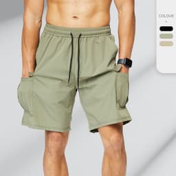 image-Lanlich Men's Khaki Sports Shorts Quick-Dry Loose Fit Training