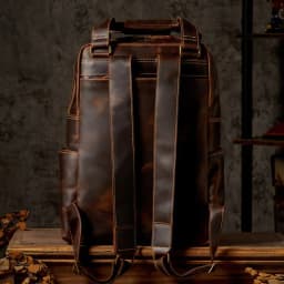 image-Handmade Crazy Horse Leather Backpack Large Capacity Travel