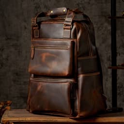 image-Handmade Crazy Horse Leather Backpack Large Capacity Travel