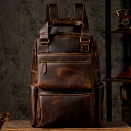 image-Handmade Crazy Horse Leather Backpack Large Capacity Travel