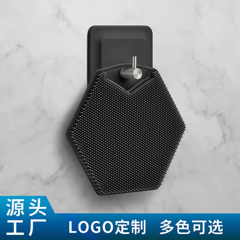image-Amazon Hexagonal Silicone Bath Shampoo Brush Wall-Mountable
