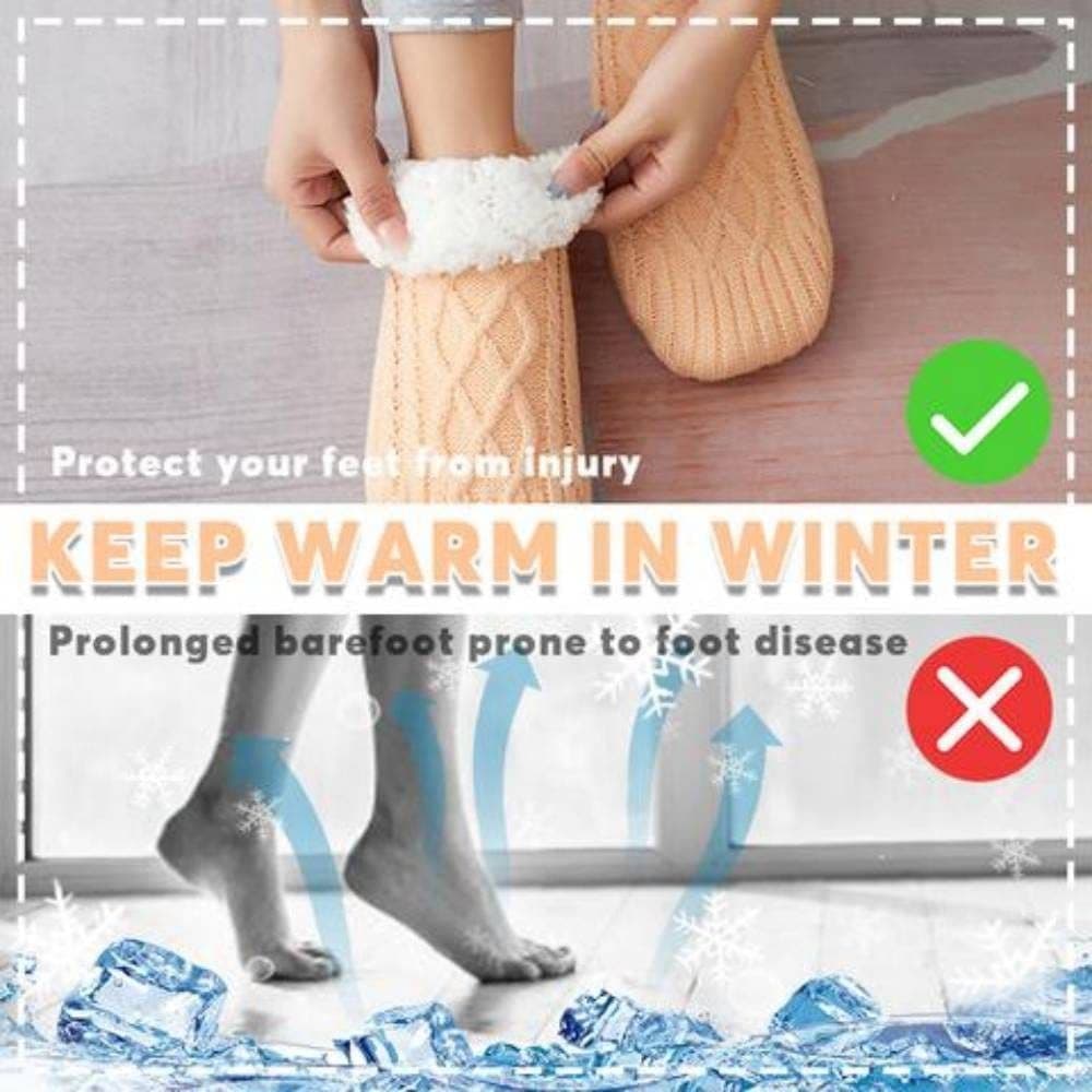 image-Winter Woolen Socks Women Thicken Warm Home Bedroom Socks Slippers Men Non-slip Foot Warmer Snow Socks Calcetines Mujer
