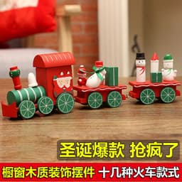 image-Christmas Wooden Train Ornament Window Decoration Gift