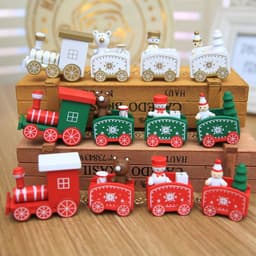 image-Christmas Wooden Train Ornament Window Decoration Gift