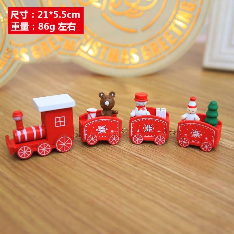 image-Christmas Wooden Train Ornament Window Decoration Gift