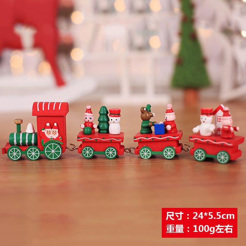 image-Christmas Wooden Train Ornament Window Decoration Gift