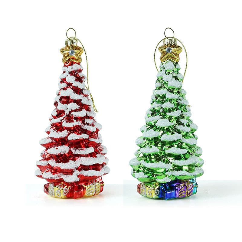 image-Nocinda Glass Christmas Tree Ornaments 2 Pack