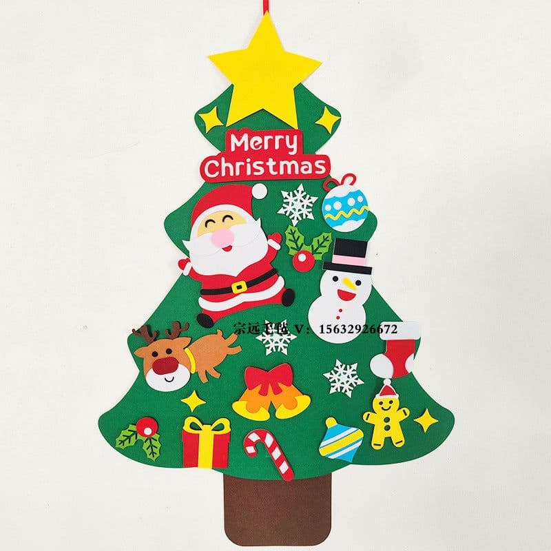image-DIY Felt Christmas Tree Wall Hanging 70x95cm Snowman Decorations