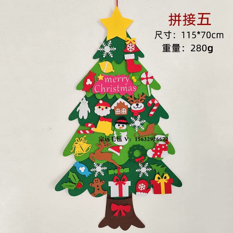 image-DIY Felt Christmas Tree Wall Hanging 70x95cm Snowman Decorations