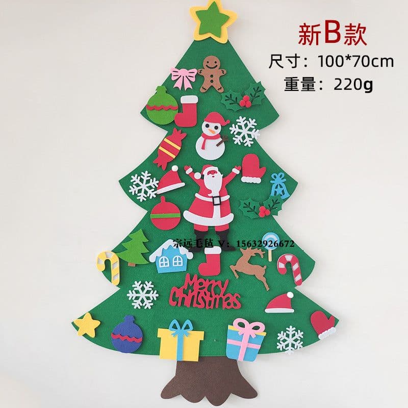 image-DIY Felt Christmas Tree Wall Hanging 70x95cm Snowman Decorations