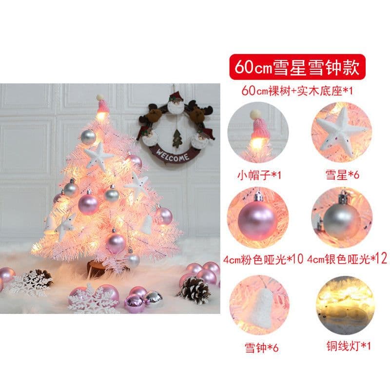 image-Pink Feather Mini Christmas Tree 45cm Desktop Ornament