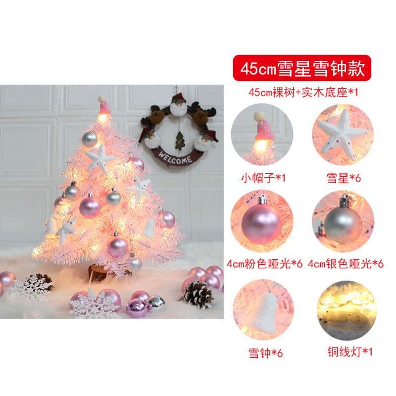 image-Pink Feather Mini Christmas Tree 45cm Desktop Ornament