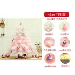 image-Pink Feather Mini Christmas Tree 45cm Desktop Ornament