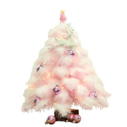 image-Pink Feather Mini Christmas Tree 45cm Desktop Ornament