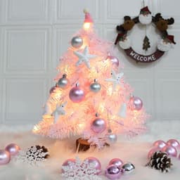 image-Pink Feather Mini Christmas Tree 45cm Desktop Ornament