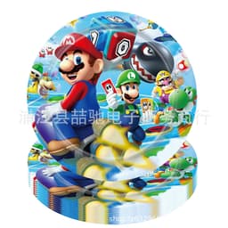 image-Mario Theme Birthday Party Tableware Set Paper Plates Cups Flags