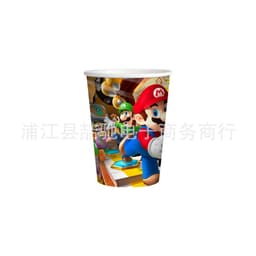 image-Mario Theme Birthday Party Tableware Set Paper Plates Cups Flags