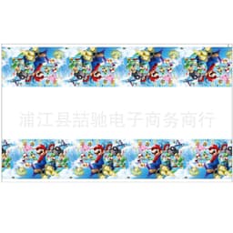 image-Mario Theme Birthday Party Tableware Set Paper Plates Cups Flags