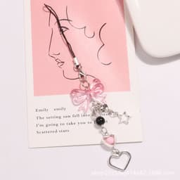 image-Sweet Asian Style Bow Keychain with Star Charm Phone Bag Pendant