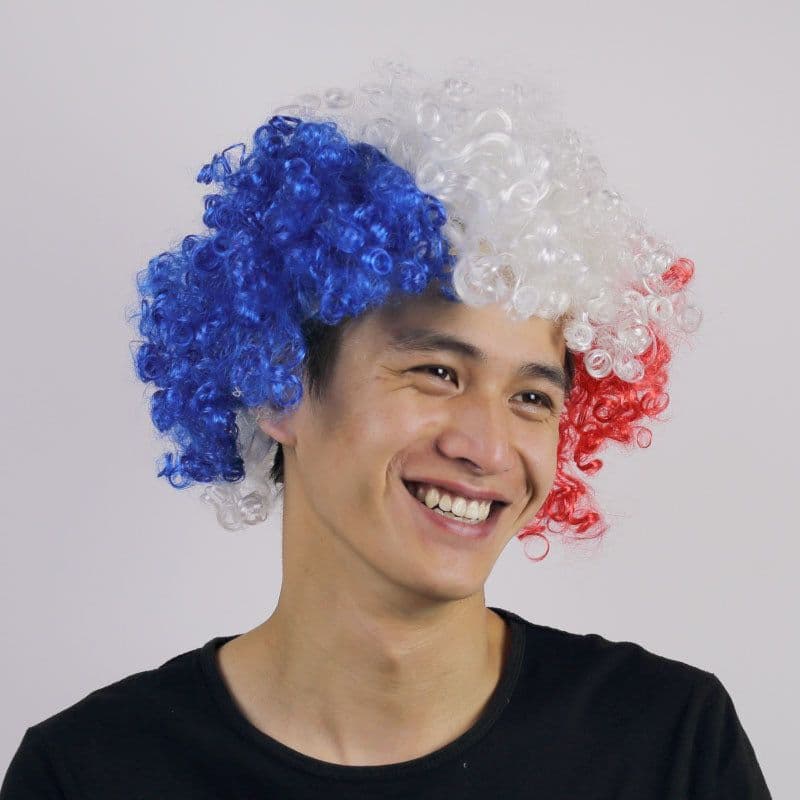 image-World Cup Flag Color Wig Rainbow Fan Hair Costume Prop