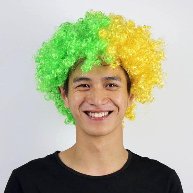 image-World Cup Flag Color Wig Rainbow Fan Hair Costume Prop