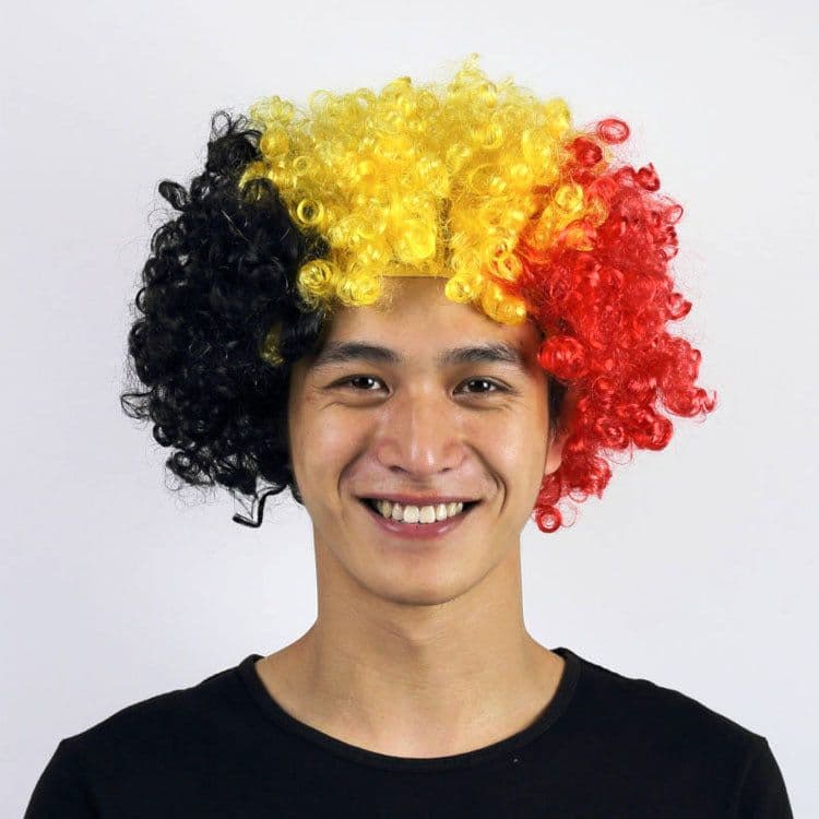 image-World Cup Flag Color Wig Rainbow Fan Hair Costume Prop
