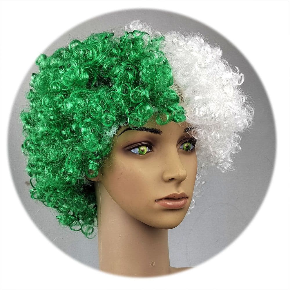 image-World Cup Flag Color Wig Rainbow Fan Hair Costume Prop