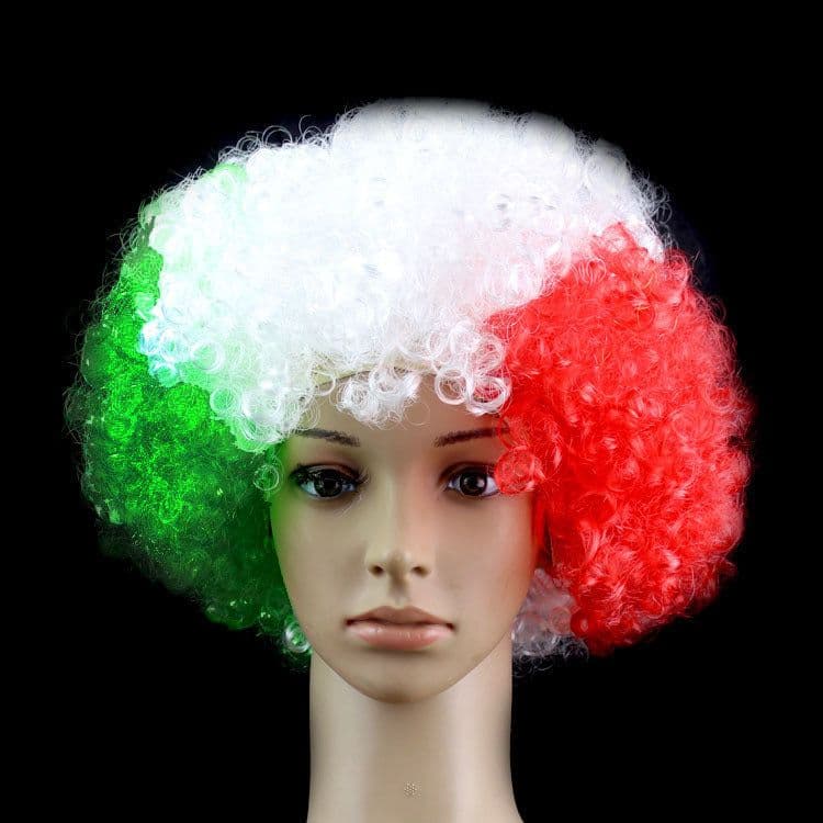 image-World Cup Flag Color Wig Rainbow Fan Hair Costume Prop