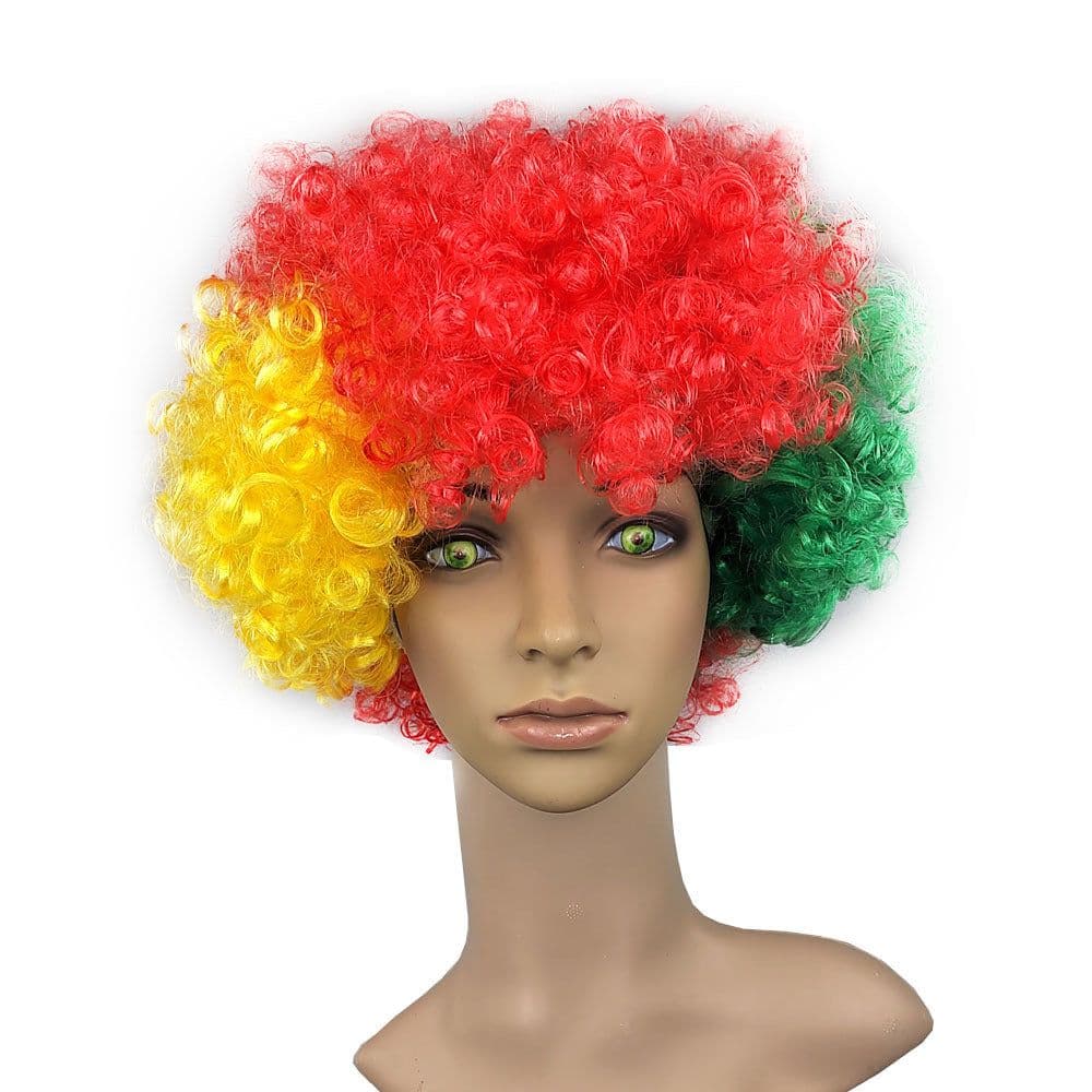 image-World Cup Flag Color Wig Rainbow Fan Hair Costume Prop