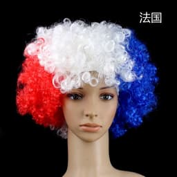 image-World Cup Flag Color Wig Rainbow Fan Hair Costume Prop