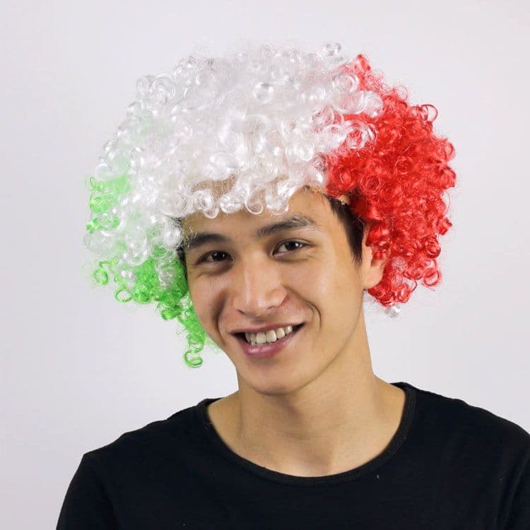 image-World Cup Flag Color Wig Rainbow Fan Hair Costume Prop